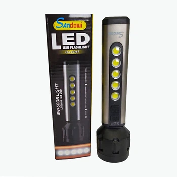 Ручной фонарь аккумуляторный светодиодный с usb зарядкой Q-LED67 5W+5СОВ LED фонарик карманный портативный