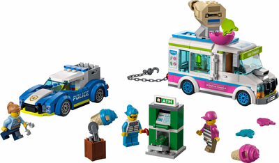 Zestaw klocków LEGO City Policyjny pościg za furgonetką z lodami 317 elementow (60314)