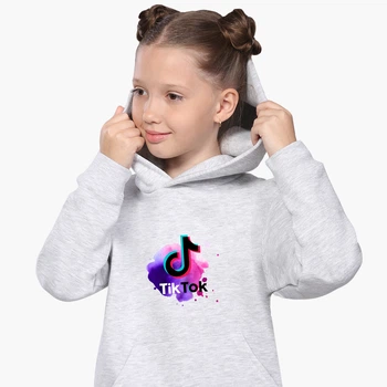 Детский худи ТикТок (TikTok) Светло-серый меланж (9298-1940) 152 см