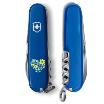 Нож складной 91 мм, 12 функций Victorinox SPARTAN UKRAINE Синий/Цветочное сердце