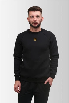 Кофта світшот утеплена чоловіча Тризуб Vsetex Warm M, Чорна