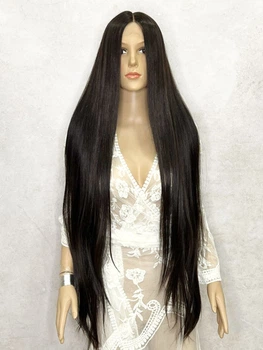 Парик на сетке Lace Wig PoliLy Super Straight тон 4 длинный коричневый 100 см термостойкое волокно