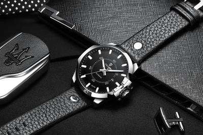 Мужские часы Tevise T814 Silver Black (1044)