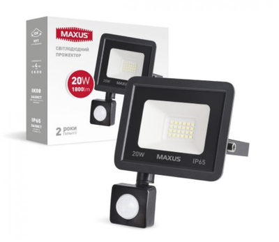Прожектор з датчиком руху MAXUS FL-04 20W 5000K sensor