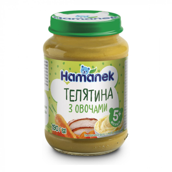 Дитяче пюре Hamanek телятина з овочами, 190 г (1215874)