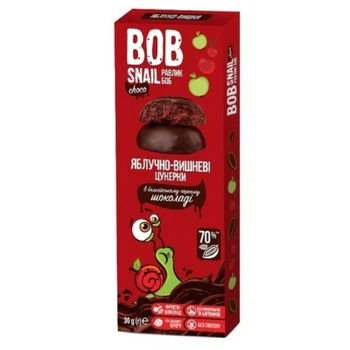 2шт, Конфета Bob Snail Улитка Боб яблочно-вишневый в черном шоколаде 30 г (4820219341291)