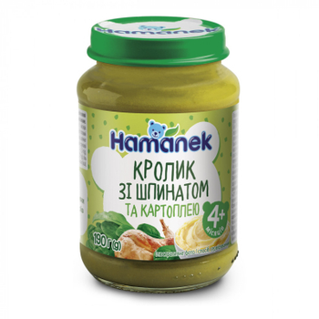 Дитяче пюре Hamanek кролик зі шпинатом та картоплею, 190 г (1215875)