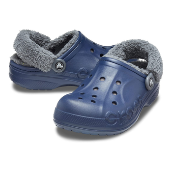 Зимние утеплённые кроксы Crocs Baya Lined Fuzz-Strap Clogs 41-42 р 25.8-26.7 см Темно-синие 206633-4HE M8/W10 Navy/Bright grey
