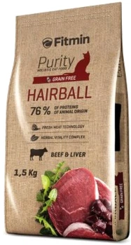 Sucha karma dla kotów odkłaczająca FITMIN Purity Hairball z wołowiną i wątróbką - 1,5 kg (8595237013586)