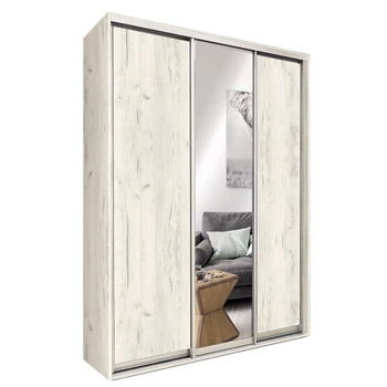 Шкаф-купе трехдверный Modern 149х45х210 см Дуб крафт белый (ДСП + Зеркало)