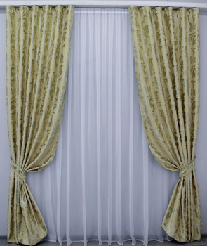 Комплект штор VR-Textil Жовтий зі срібним 270х150 см 2 шт (30-887)