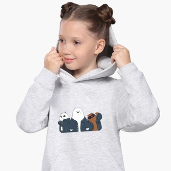 Детский худи Вся правда о медведях (We Bare Bears) Светло-серый меланж (9298-2895) 152 см