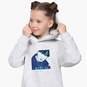 Детский худи Мин Юнги БТС (Min Yoongi BTS) Светло-серый меланж (9298-3260) 140 см