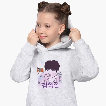 Детский худи БТС (BTS) Светло-серый меланж (9298-3259) 140 см