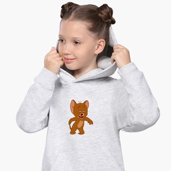 Детский худи Невыспавшийся Джерри (Sleepy Jerry) Светло-серый меланж (9298-2047) 128 см