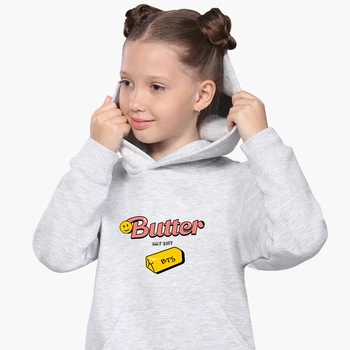 Детский худи БТС (Butter BTS) Светло-серый меланж (9298-3257) 152 см