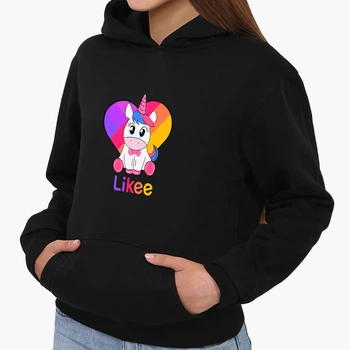 Детский худи Лайк Единорог (Likee Unicorn) Черный (9298-1594) 164 см