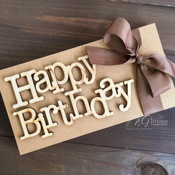 Gift box Happy Birthday с деревяной высечкой Незабываемый подарок любимой на свадьбу, день рождения, юбилей