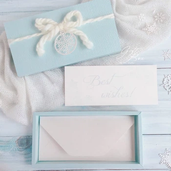 Gift box Cozy мятный Поздравительная открытка на Новый год с конвертом внутри