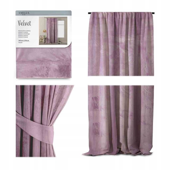 Штора блек-аут AmeliaHome Velvet 140 х 270 см (4251758670052) бузковий оксамит