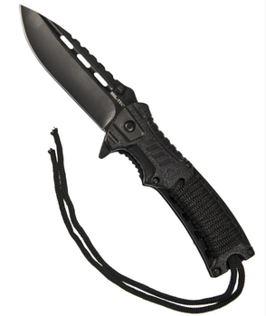 Нож складной с черным шнуром из паракорда и огнивом Mil Tec Германия