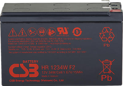 Аккумуляторная батарея CSB HR1234WF2 12V 9 Ah High Rate AGM VRLA
