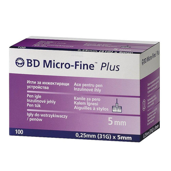Иглы 5 мм для шприц-ручек инсулиновых – BD Micro-Fine Plus 31G 100 шт.