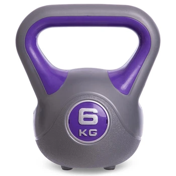 Гиря пластиковая Zelart 5734-6 вес 6кг Grey-Purple