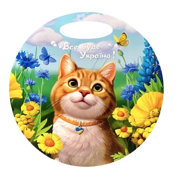Дерев'яна дошка "Рудий котик" кругла Ubumblebees 0,3х24х24 см 000246695