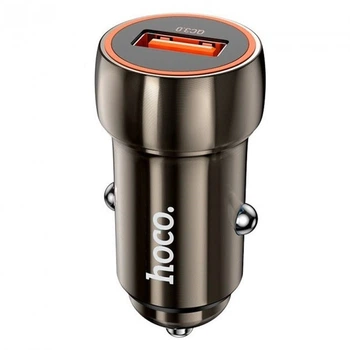Автомобильное зарядное устройство в прикуриватель HOCO Z46 |1USB, 18W/3A, QC| grey