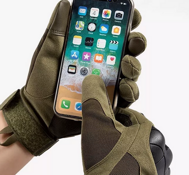 Тактические перчатки Touchscreen олива полное покрытие розмір XL