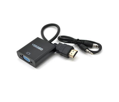 Конвертер VEGGIEG H-V2B HDMI (папа) на VGA(мама) + Audio, 25cm, Black, Пакет