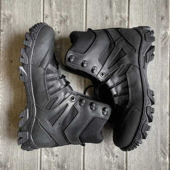 Берці тактичні черевики SlimTex + Фліс (-20) високі шкіра Чорні розмір 42