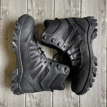 Берці тактичні черевики SlimTex + Фліс (-20) високі шкіра Чорні розмір 45