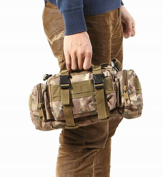 Подсумок сумка чемодан Камуфляж с системой крепления Molle 30 х 8 х 18 см из зносостойкого водонепроницаемого полиэстра для кемпинга походов трекинга