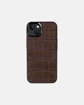 Чохол Kartell із коричневої шкіри крокодила для iPhone 13