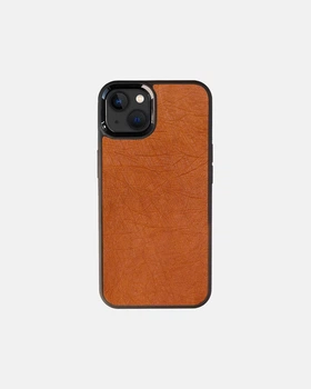 Чохол із коричневої шкіри страуса без фолікул Kartell для iPhone 13