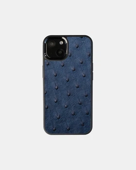 Чохол із темно-синьої шкіри страуса Kartell з фолікулами для iPhone 13