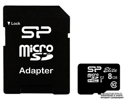 Silicon Power microSDHC 8 GB Class 10 UHS-I Elite + adapter (SP008GBSTHBU1V10SP)