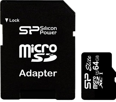 Silicon Power microSDXC 64 GB Class 10 UHS-I Elite + ad (SP064GBSTXBU1V10SP)
