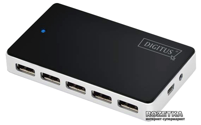 Hub USB Digitus USB 2.0 10 portów Czarny (DA-70229)
