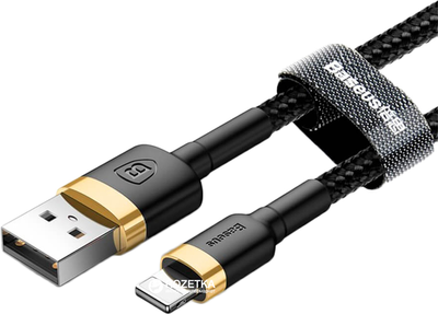 Kabel Lightning Baseus Cafule - USB 1,0 m 2 A Czarno-Złoty (CALKLF-BV1)