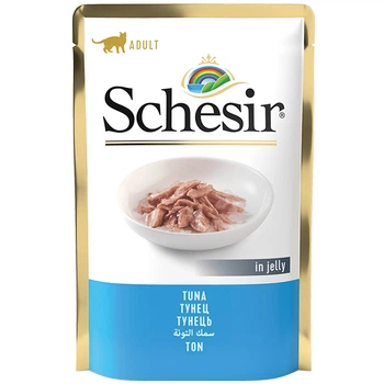 Вологий корм Schesir Tuna ШЕЗІР ТУНЕЦЬ в желе натуральні консерви для котів, пауч 85г