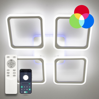 Люстра светодиодная потолочная LUMINARIA LOOK RGB 120W 4Q 540/70 WHITE/OPAL 220V IP20, LED светильник с пультом ДУ