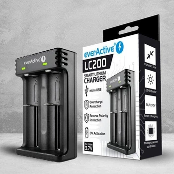 Зарядний пристрій everActive LC200, 2 канала, для Li-ion акумулят. 18650, 16340, 14500,26650, 21700