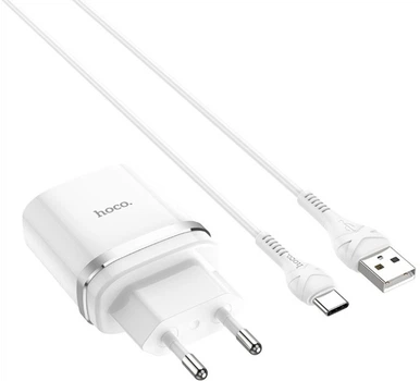 Мережевий зарядний пристрій Hoco C12Q Smart QC3.0 charger set (Type-C) White (6931474716309)