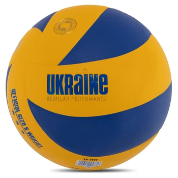 М'яч волейбольний Zelart UKRAINE Поліуретан Розмір №5 колір жовтий-синій VB-7500