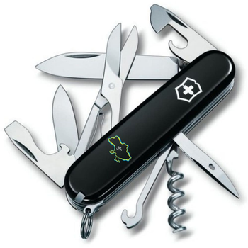 Нож складной 91 мм, 14 функций Victorinox CLIMBER UKRAINE Черный/Границы Украины + Дім