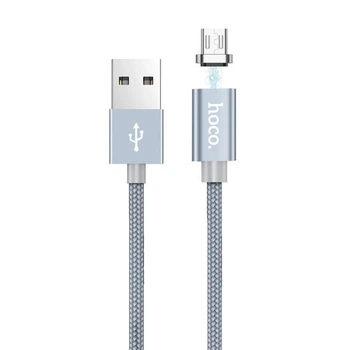 Кабель Hoco U40A magnetic adsorption Micro charging cable Metal gray