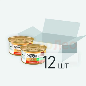 Влажный корм для кошек Gourmet Gold, нежные биточки с говядиной и томатами, 12 шт. по 85 г